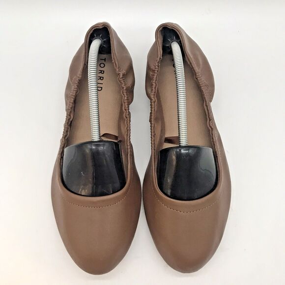 Torrid Scrunch Ballet Flats Women's 8.5WW Brown Lightweight Slip On Comfort Shoe - Picture 5 of 11